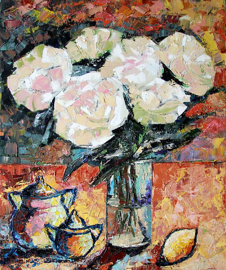 The Peonies Painting by Maria Vasileva | Saatchi Art