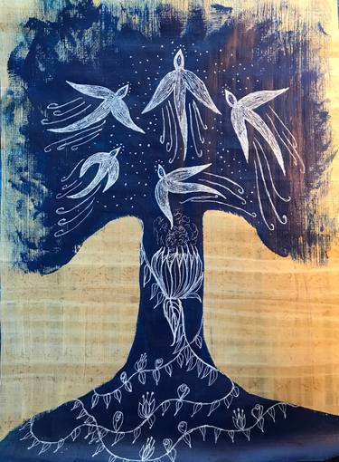 Original Contemporary Tree Drawings by Linda King