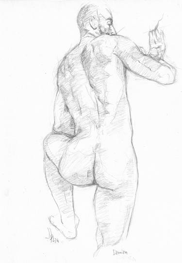 Original Figurative Nude Drawing by Jorge Bandarra