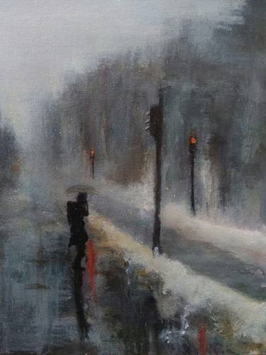 Original Impressionism Cities Painting by Sasha Brisac 