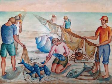 Original Figurative Seascape Painting by Mario Alvi  Alvim