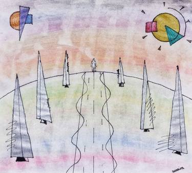 Original Abstract Expressionism Abstract Drawings by Sharipa Tussupbekova