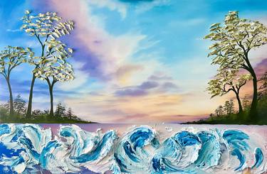 Original Abstract Seascape Mixed Media by Simona Nedeva