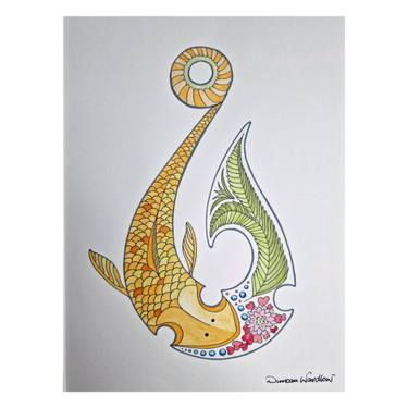 Original Abstract Fish Painting by Wardlow And Grace