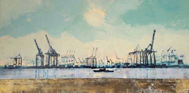 Original Abstract Boat Painting by Kathrin Flöge