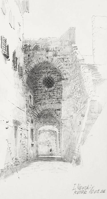Original Documentary Architecture Drawing by Igor Nevsky