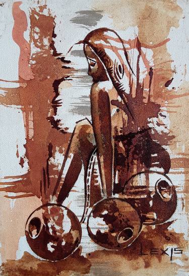 Original Abstract Expressionism Women Mixed Media by Alex Mensah
