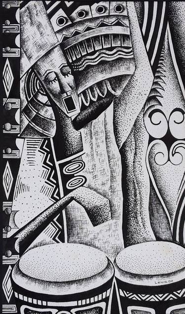 Original Abstract Expressionism Performing Arts Drawings by Alex Mensah