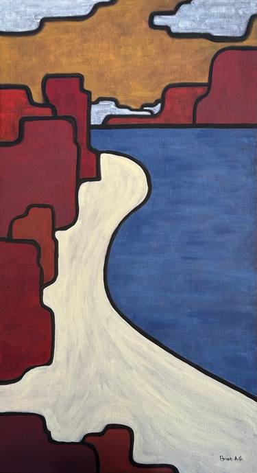 Original Art Nouveau Seascape Painting by Bruno Albert-Gondrand