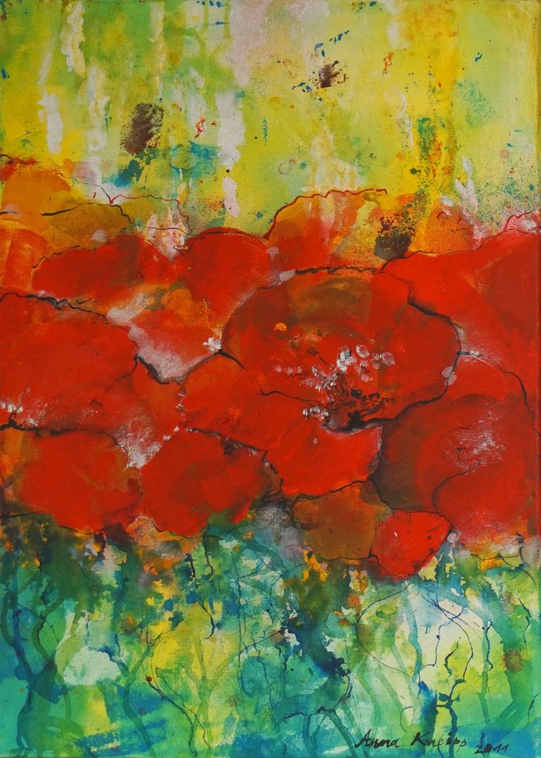 Original Abstract Floral Paintings by Anna Kneipp