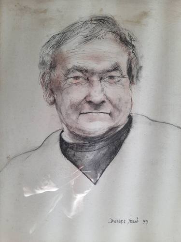 Original Impressionism People Drawing by Jenő Dienes