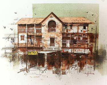 Original Abstract Expressionism Architecture Paintings by Tushar Shetty