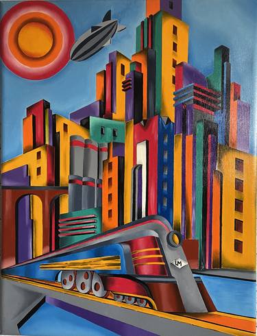 Original Abstract Architecture Painting by Lorenzo Monegato