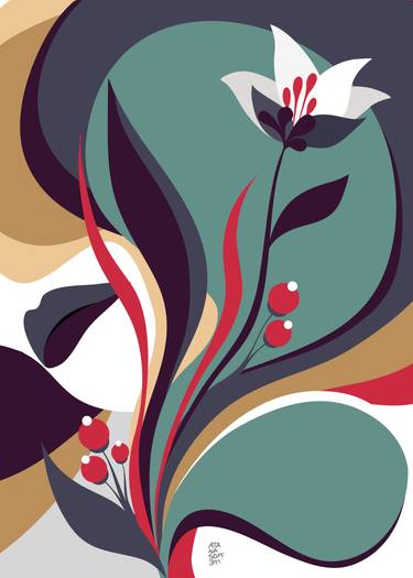 Original Abstract Floral Digital by Fabián Atanasoff