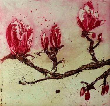 Original Expressionism Botanic Printmaking by Marta Wakula-Mac
