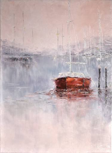 Original Contemporary Boat Painting by Oxana Shimanchuk
