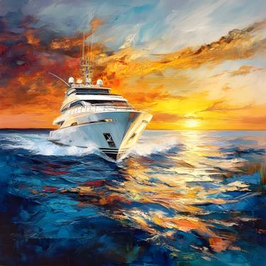 Original Abstract Boat Digital by Evgenia  Bazhenova