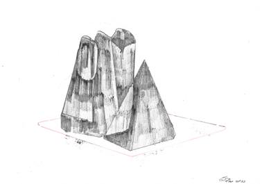 Original Geometric Landscape Drawing by Theo The Fifth