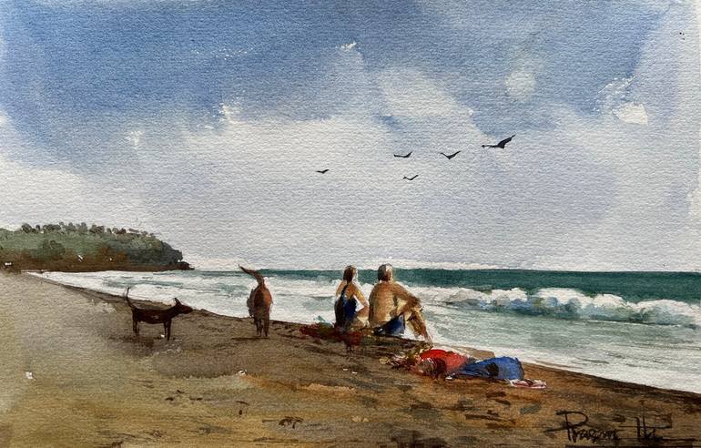 Original Art Deco Beach Paintings by Prasanth Kp
