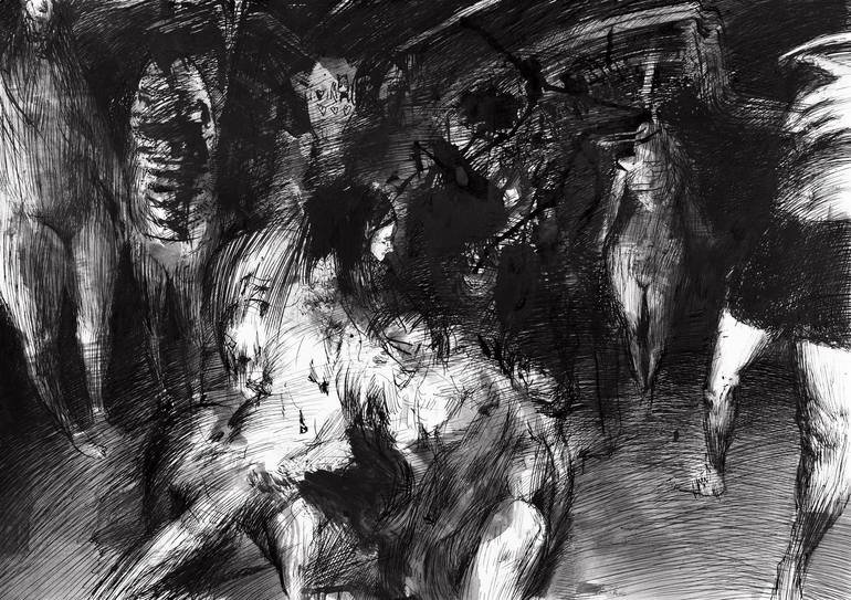 Original Realism Erotic Drawings by Julien Spianti