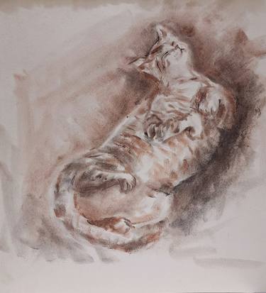 Original Modernism Cats Drawings by Asha Shenoy 