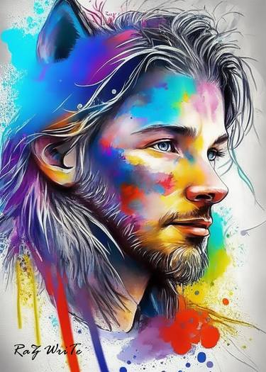 Original Art Deco Men Digital by Raz Write