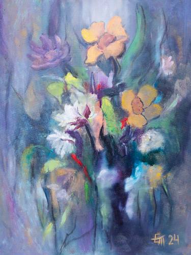 Original Abstract Expressionism Floral Painting by Elena Turgeneva