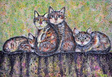 Original Contemporary Cats Mixed Media by Rufana Dunyamaliyeva