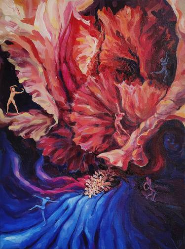 Original Abstract Floral Painting by Anna Lazar
