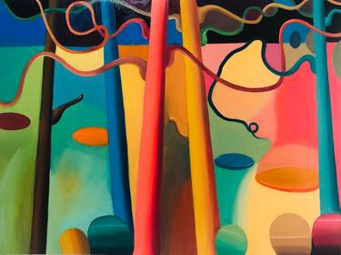 Original Abstract Expressionism Botanic Paintings by Yanhui Wang