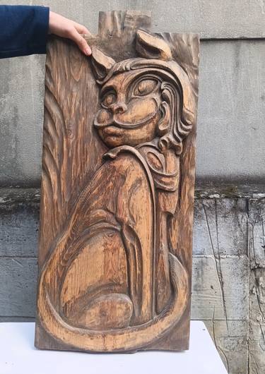 Original Art Deco Cats Sculpture by Vladyslav Kolomoiets