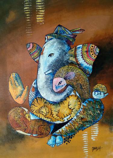 Original Abstract Expressionism Religion Painting by Mahesh Annapure