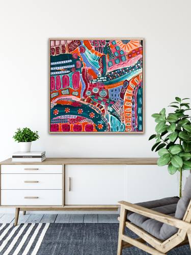 Original Abstract Aerial Mixed Media by Lindy Farley