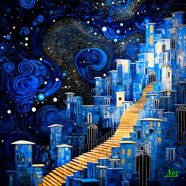 Original Artificial Intelligence Outer Space Mixed Media by Roberto Tozzini