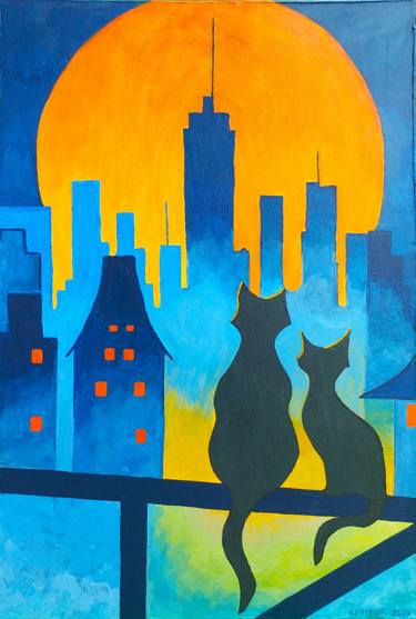 Original Modern Cats Paintings by Vladimir Chelnokov