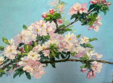 Original Expressionism Floral Painting by Yessengali Sadyrbayev