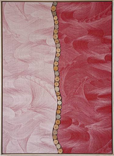 Original Folk Seascape Mixed Media by Lena Okamoto