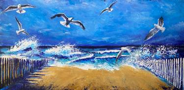 Original Expressionism Beach Painting by Mark Rein