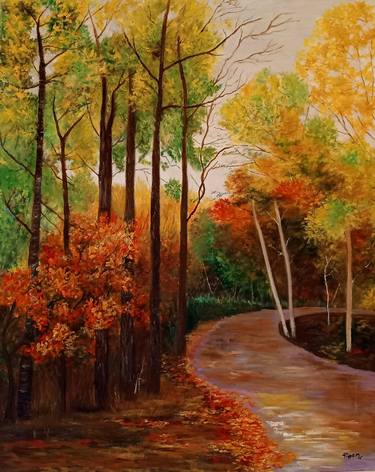 Original Impressionism Landscape Painting by Riffat Mujeeb