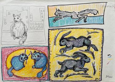 Original Surrealism Animal Drawings by Leni Smoragdova