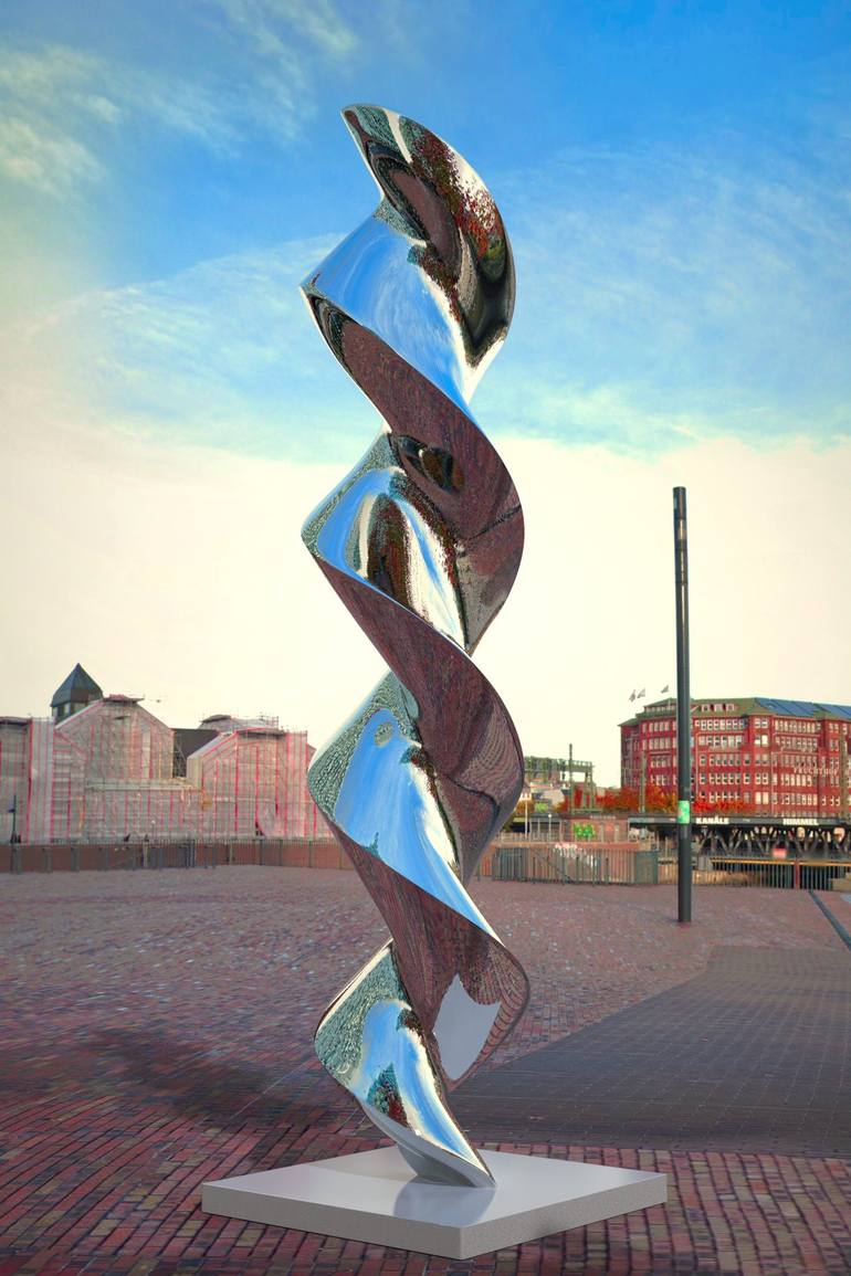 Original Geometric Abstract Sculpture by Daniel Kei Wo