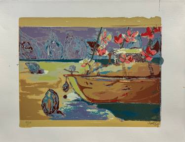 Original Surrealism Garden Printmaking by Chao Wang