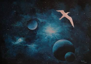 Original Contemporary Outer Space Paintings by Evelina Lazdane Jarukaite