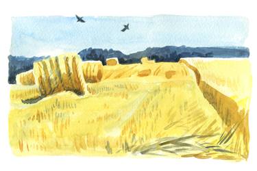 Original Illustration Landscape Painting by Olga Serova