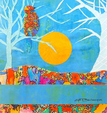 Original Art Nouveau Garden Collage by Bevilacqua Egle Formigoni