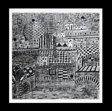 Original Black & White Cities Drawing by Ivan Cangelosi