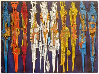 Original Folk Patterns Printmaking by Chadli Hachani