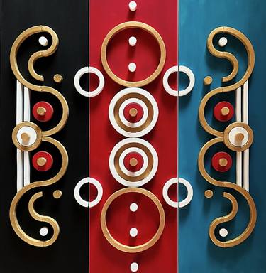 Original Art Nouveau Geometric Paintings by Legnaccio Wood Art