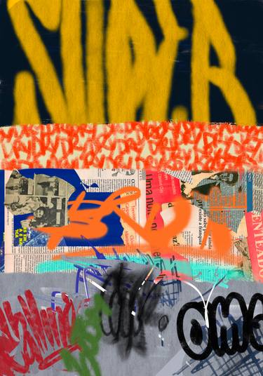 Original Abstract Graffiti Mixed Media by Friedrich Santana