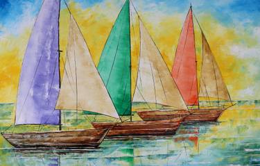 Original Art Deco Abstract Painting by Janak Goswami